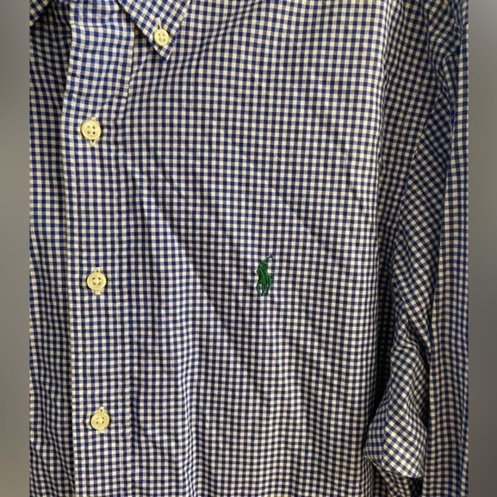Ralph Lauren Blue Gingham Men's Shirt XL - Picture 3 of 6